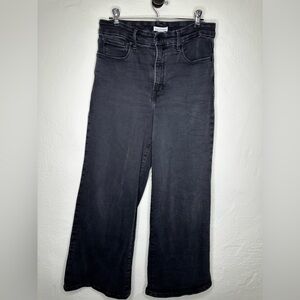 Good American Black Wide-Leg Ankle Jeans